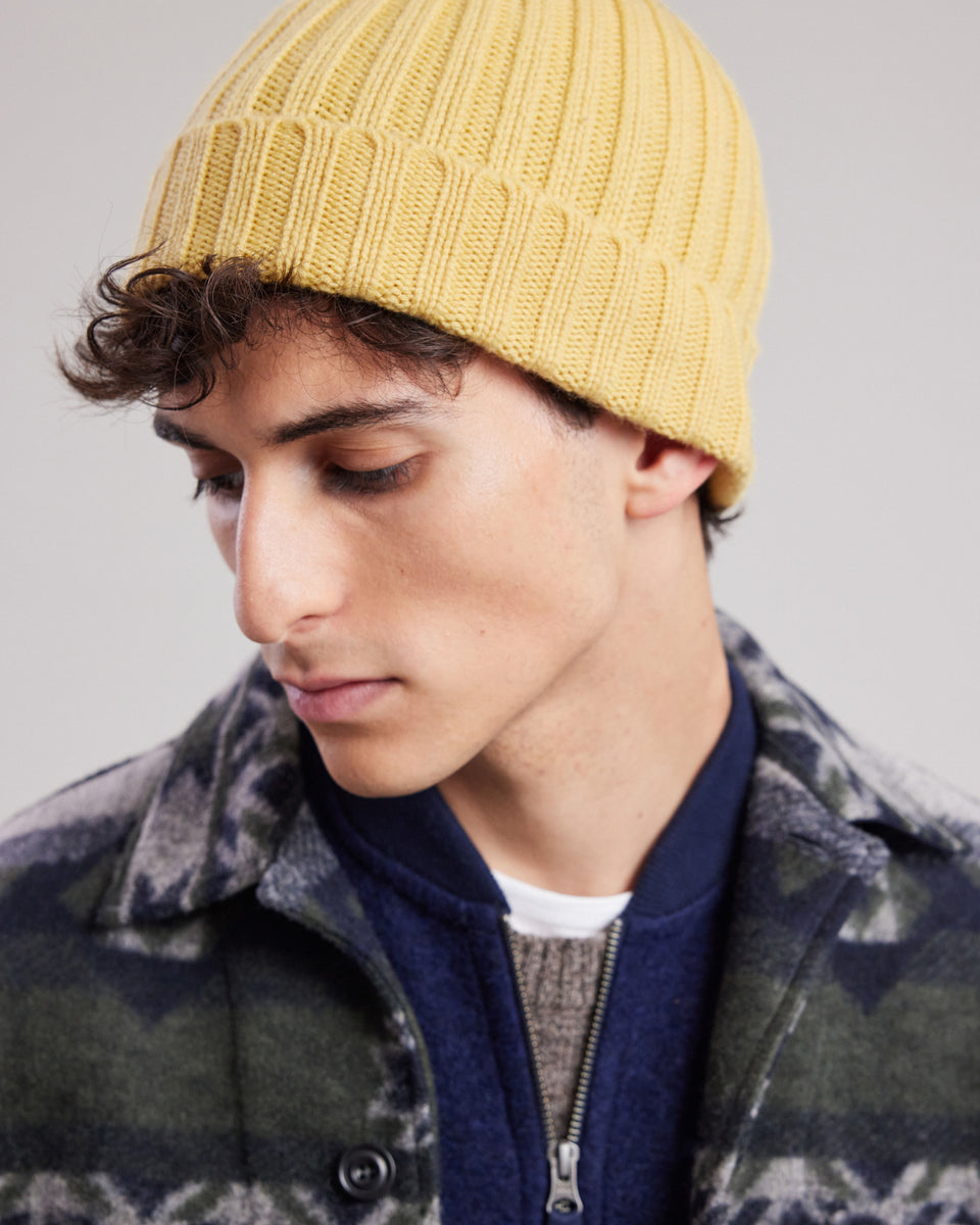 Bonnet Homme en laine & cachemire Jaune - Image alternative