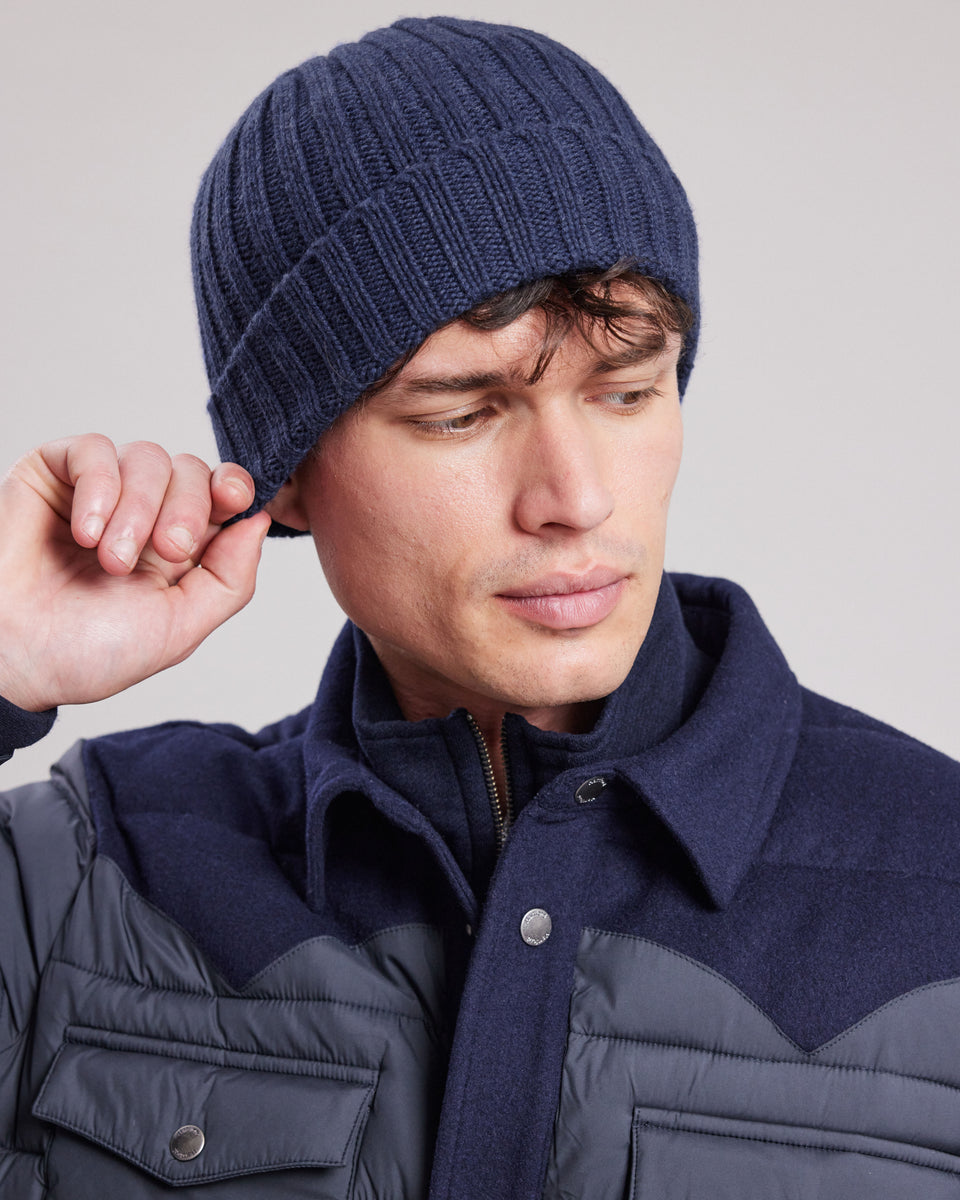 Bonnet Homme en laine & cachemire Indigo - Image principale
