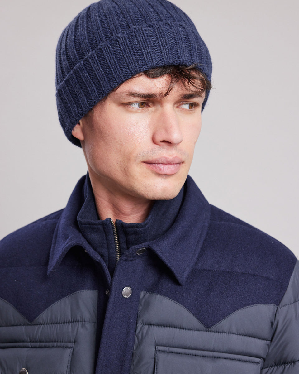 Bonnet Homme en laine & cachemire Indigo - Image alternative