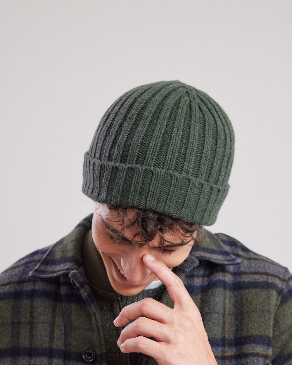 Bonnet Homme en laine & cachemire Vert Forêt - Image alternative