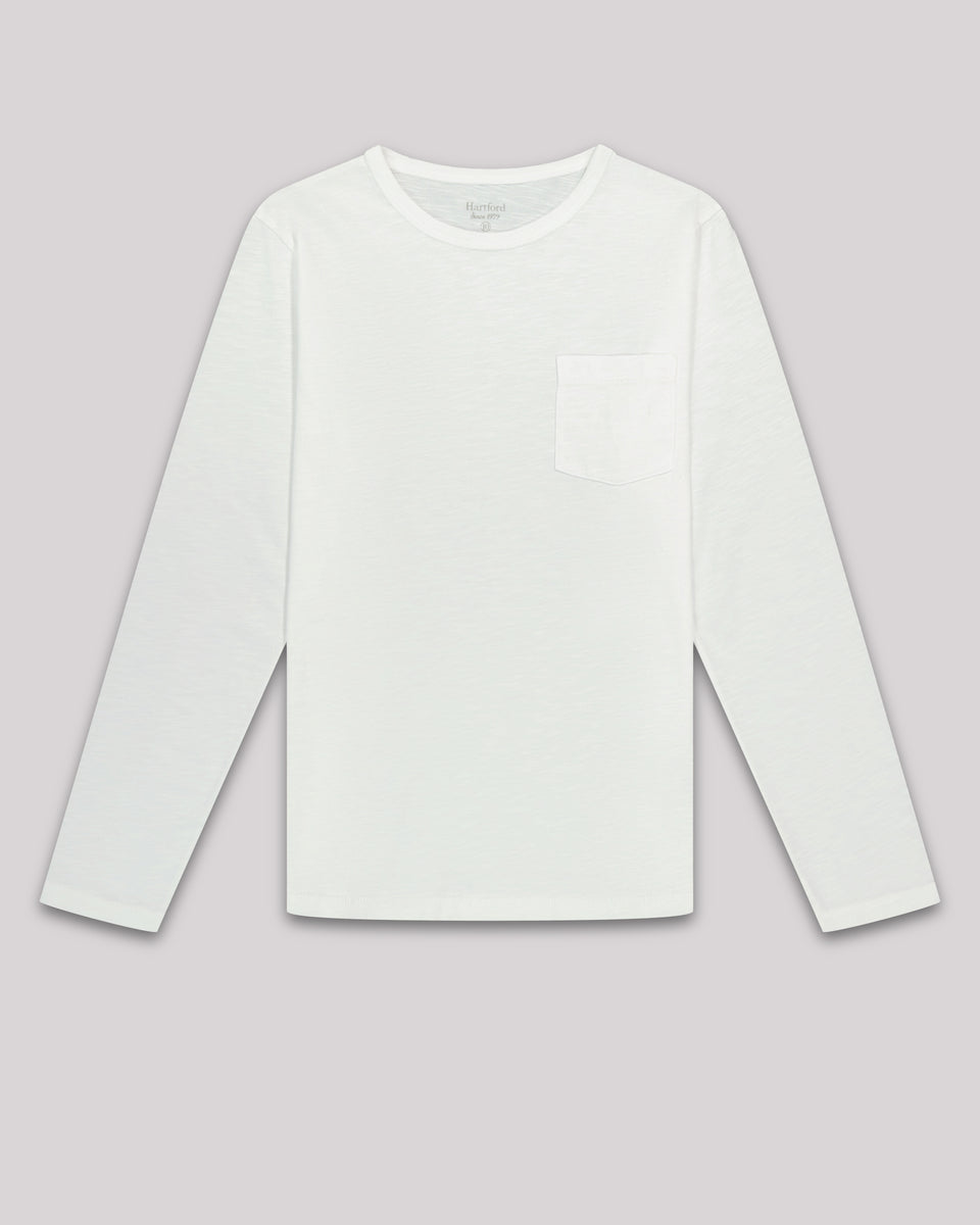 Tee shirt Garcon en coton slub Blanc Pocket - Image principale