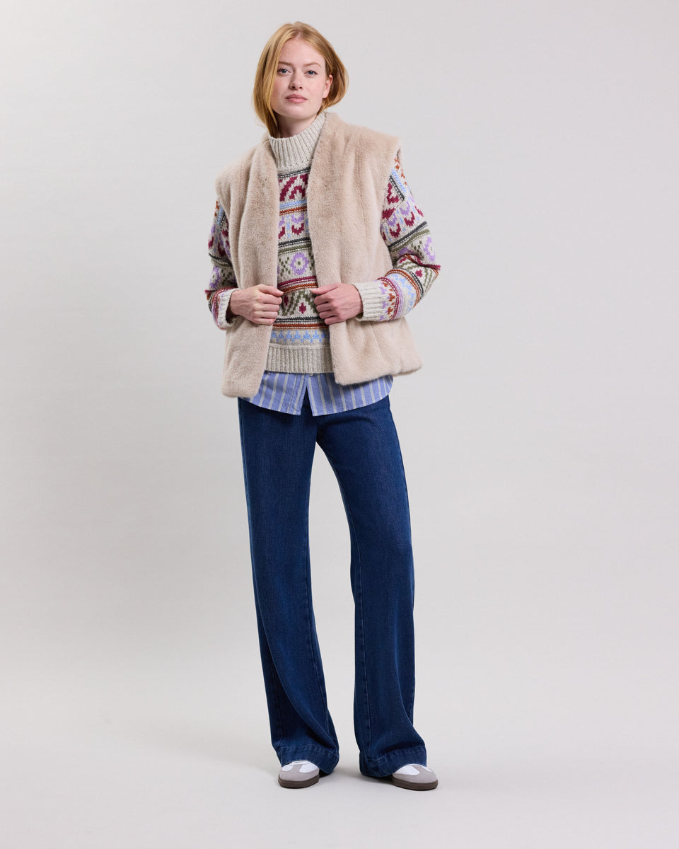 Gilet Femme en fausse fourrure Ecru Vasco - Image alternative