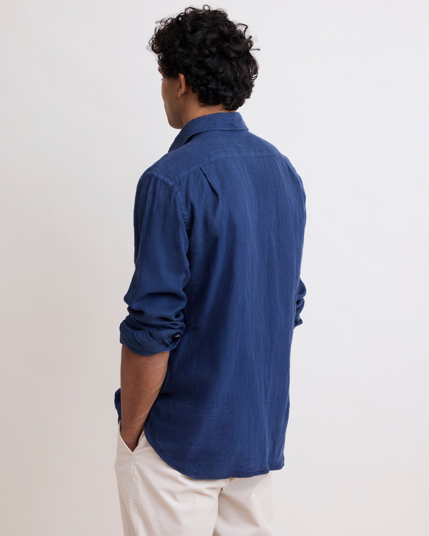 Chemise Homme en Lin Bleu Marine Paul