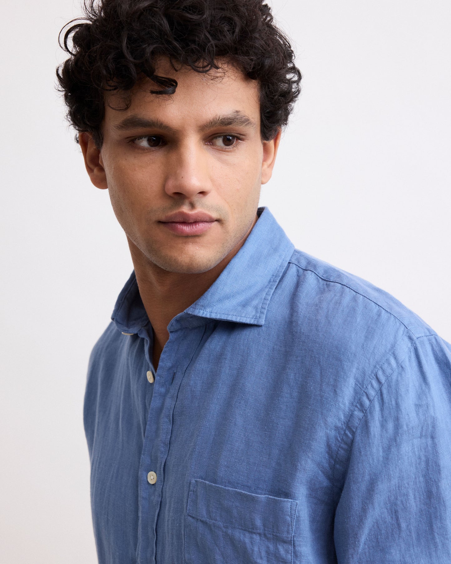 Chemise Homme en Lin Bleu Denim Paul