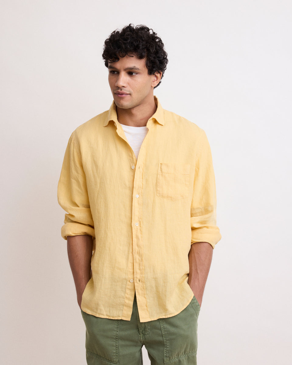 Chemise Homme en Lin Jaune Paul - Image 3