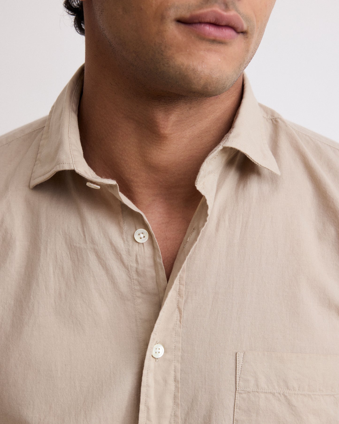 Chemise Homme en Voile De Coton Beige Paul