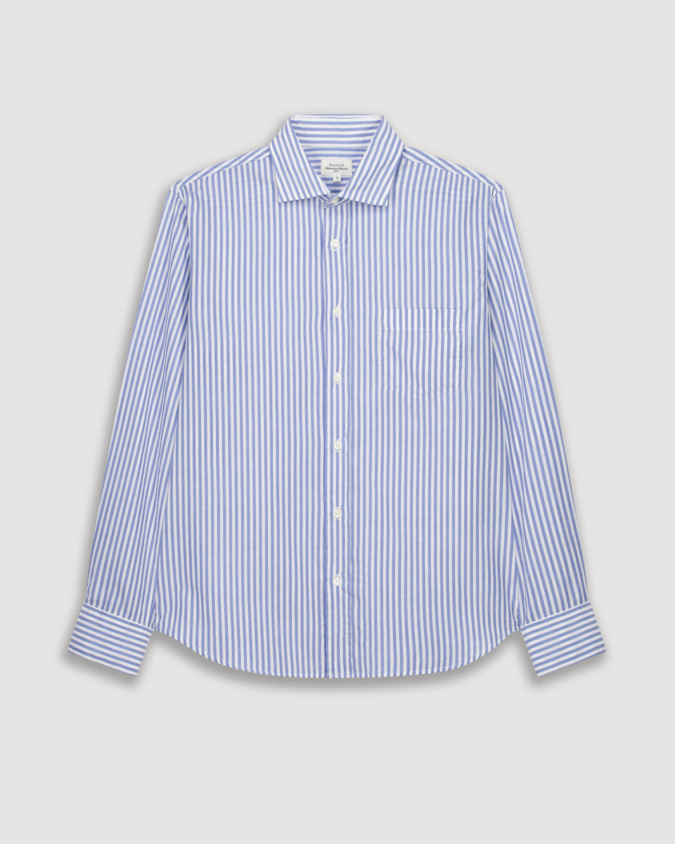 Camisa Hilo a hilo azul y blanca para hombre Paul - Image 3