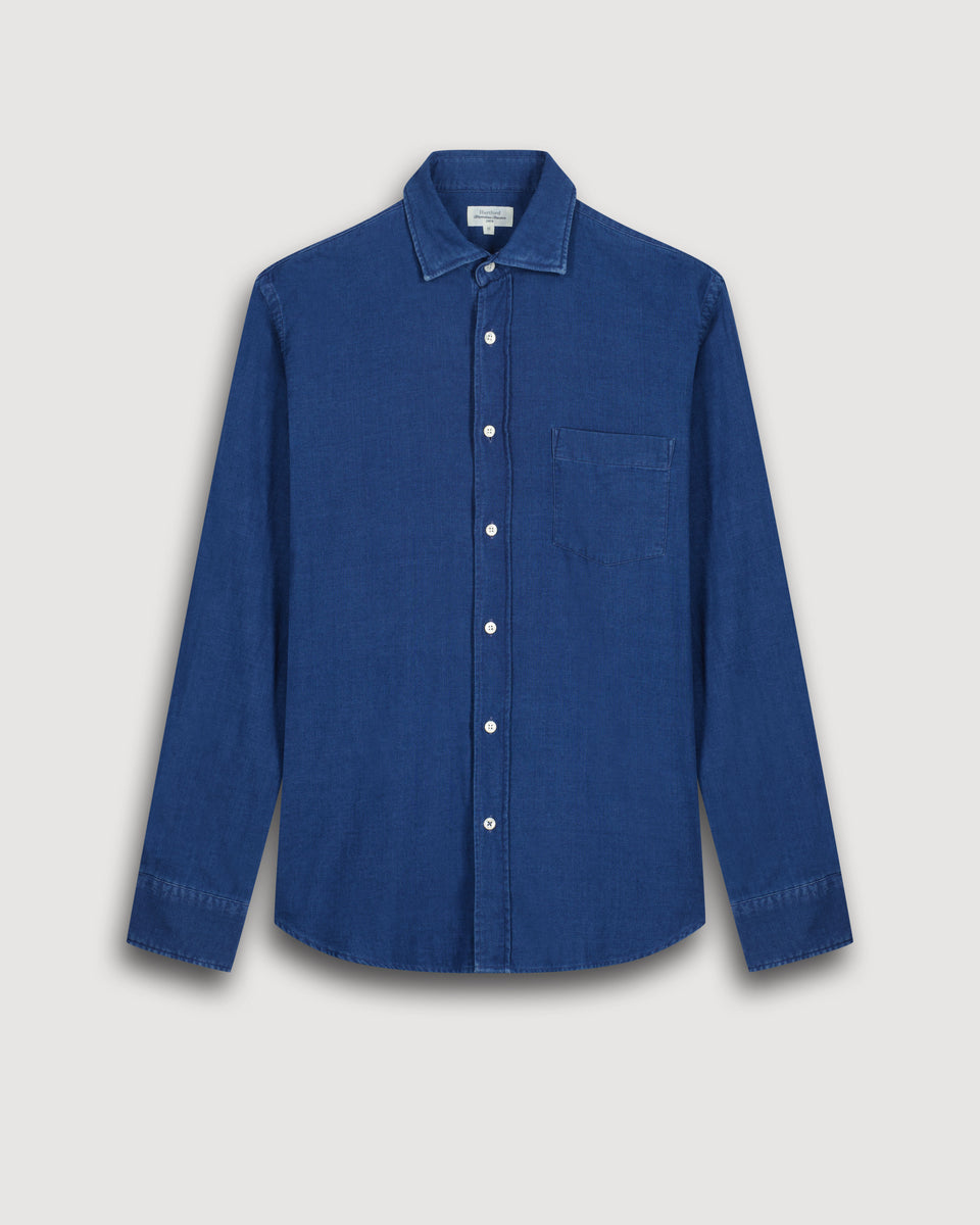 Paul Men's Indigo Blue Double Face Cotton Voile Shirt - Image 3