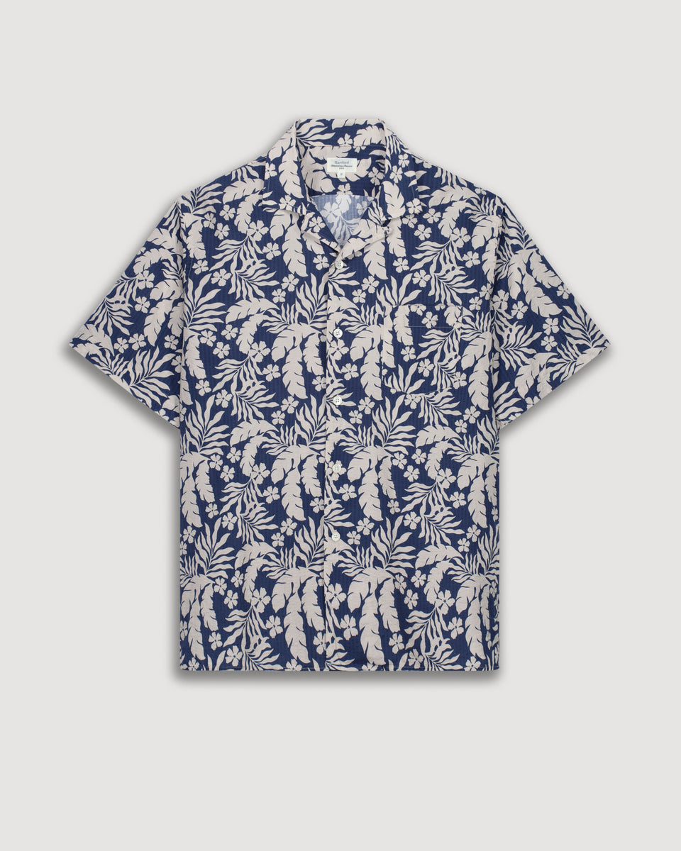 Camisa Estampada Seersucker Hombre Azul Marino Palma - Image 3
