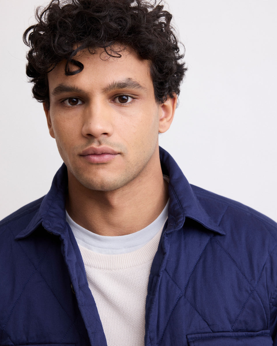 Chemise Homme matelassée en coton Bleu Marine Peter - Image 3