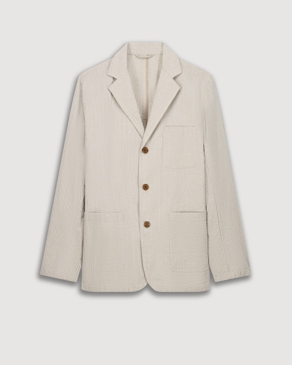 Veste Homme en Seersucker Beige Jobby - Image 3