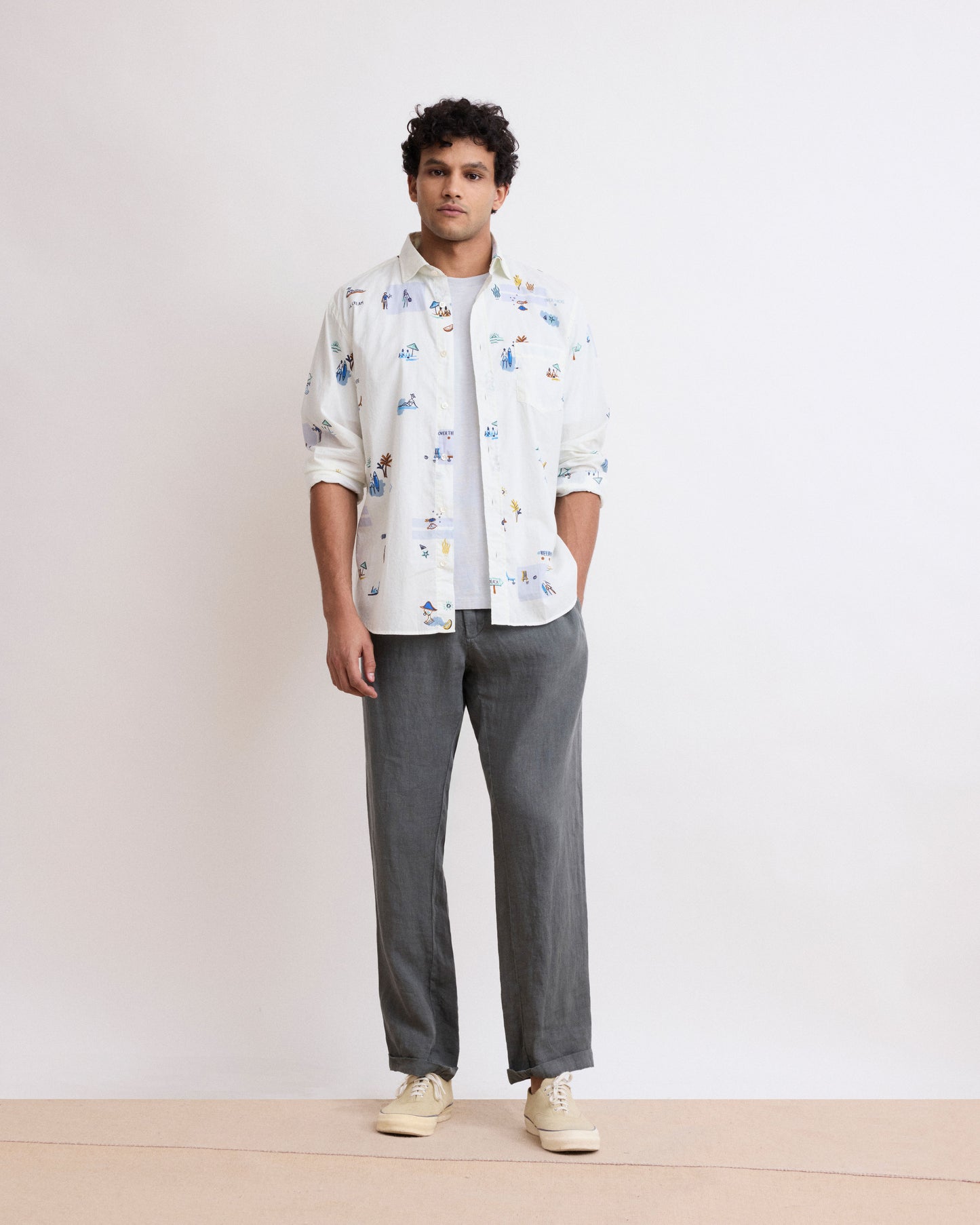 Pantalon Homme en Lin Vert Eucalyptus Tanker