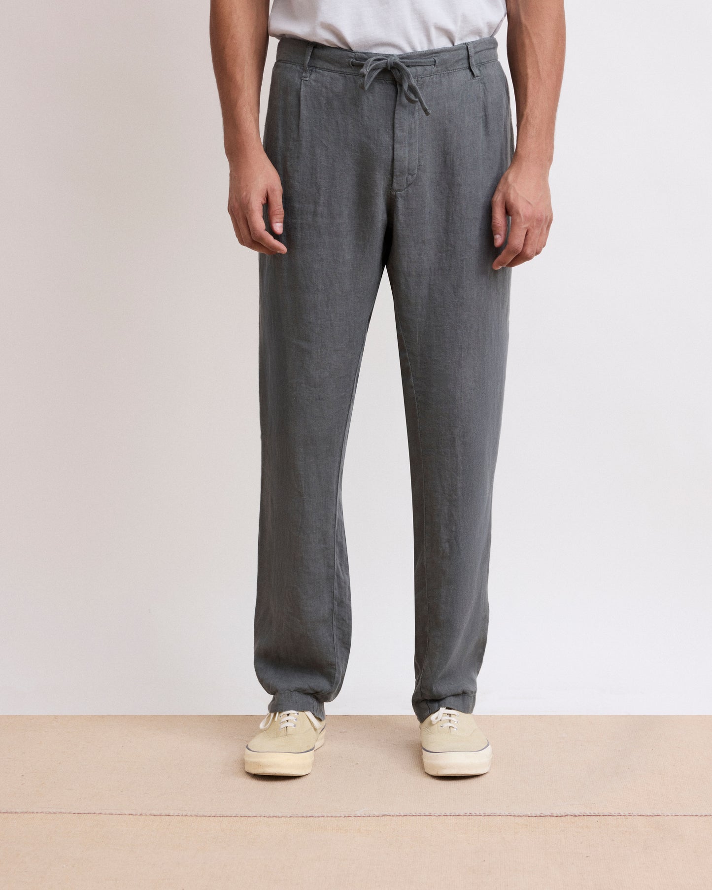 Pantalon Homme en Lin Vert Eucalyptus Tanker