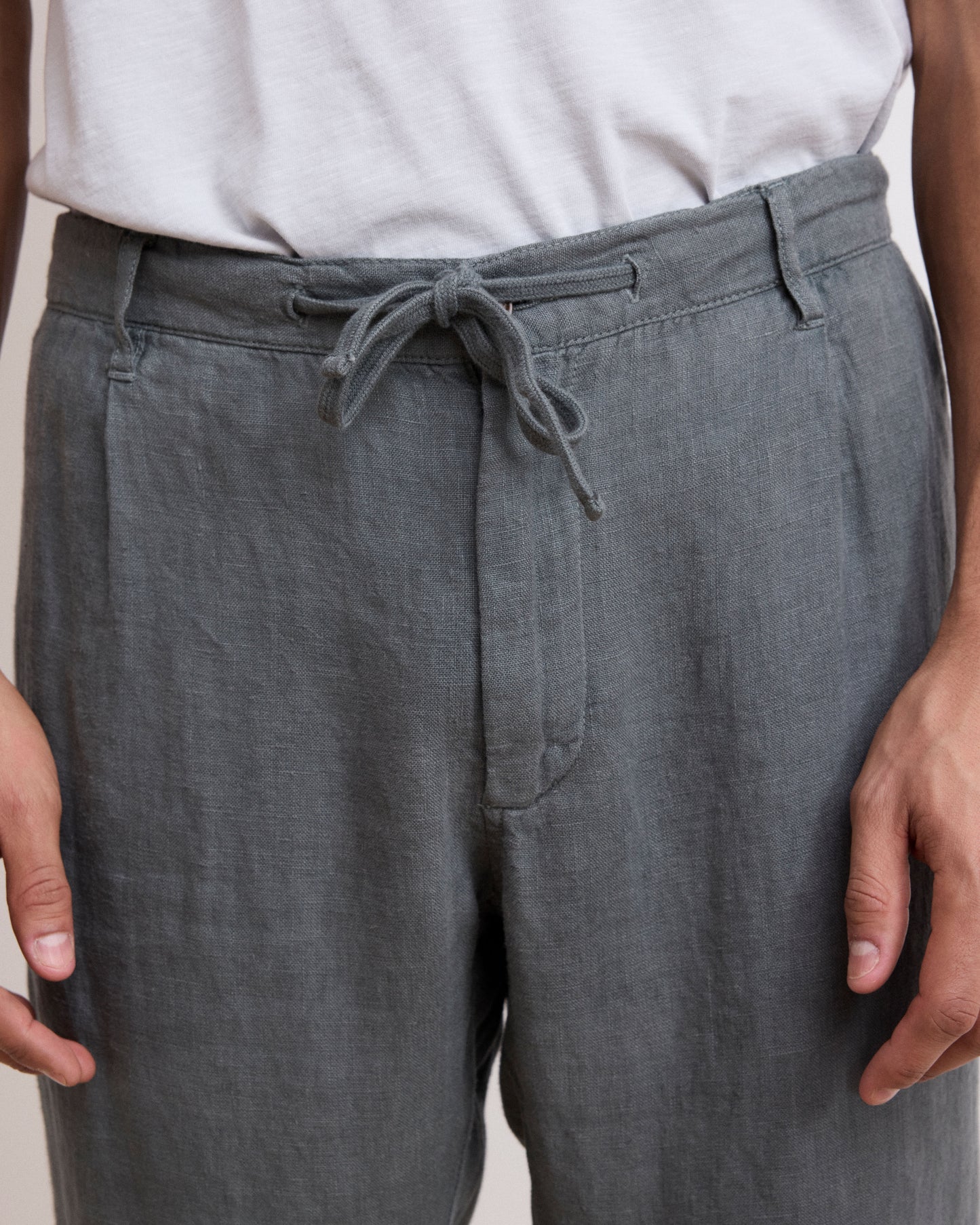 Pantalon Homme en Lin Vert Eucalyptus Tanker