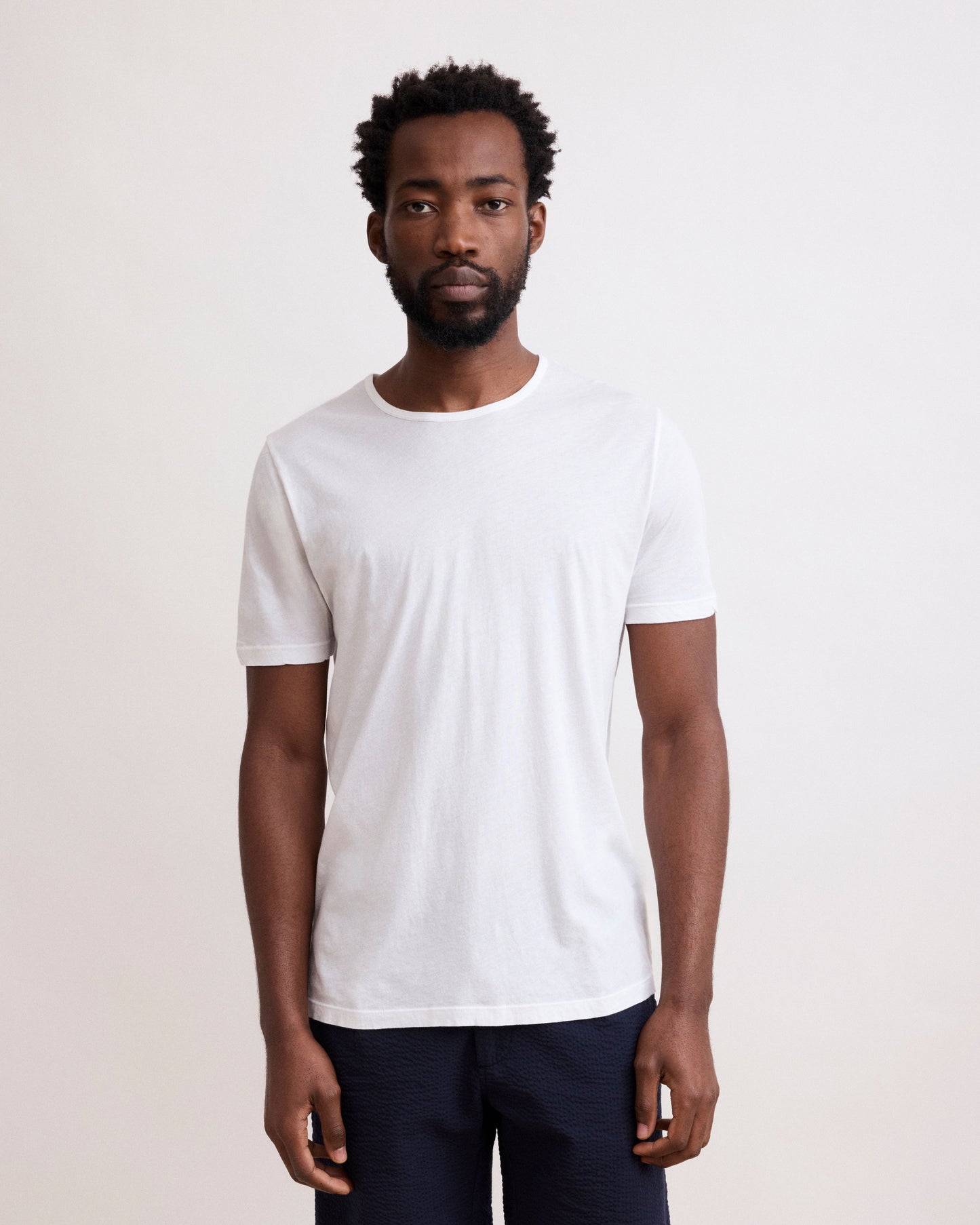 T-Shirt Homme en Jersey De Coton Léger Blanc Light Crew