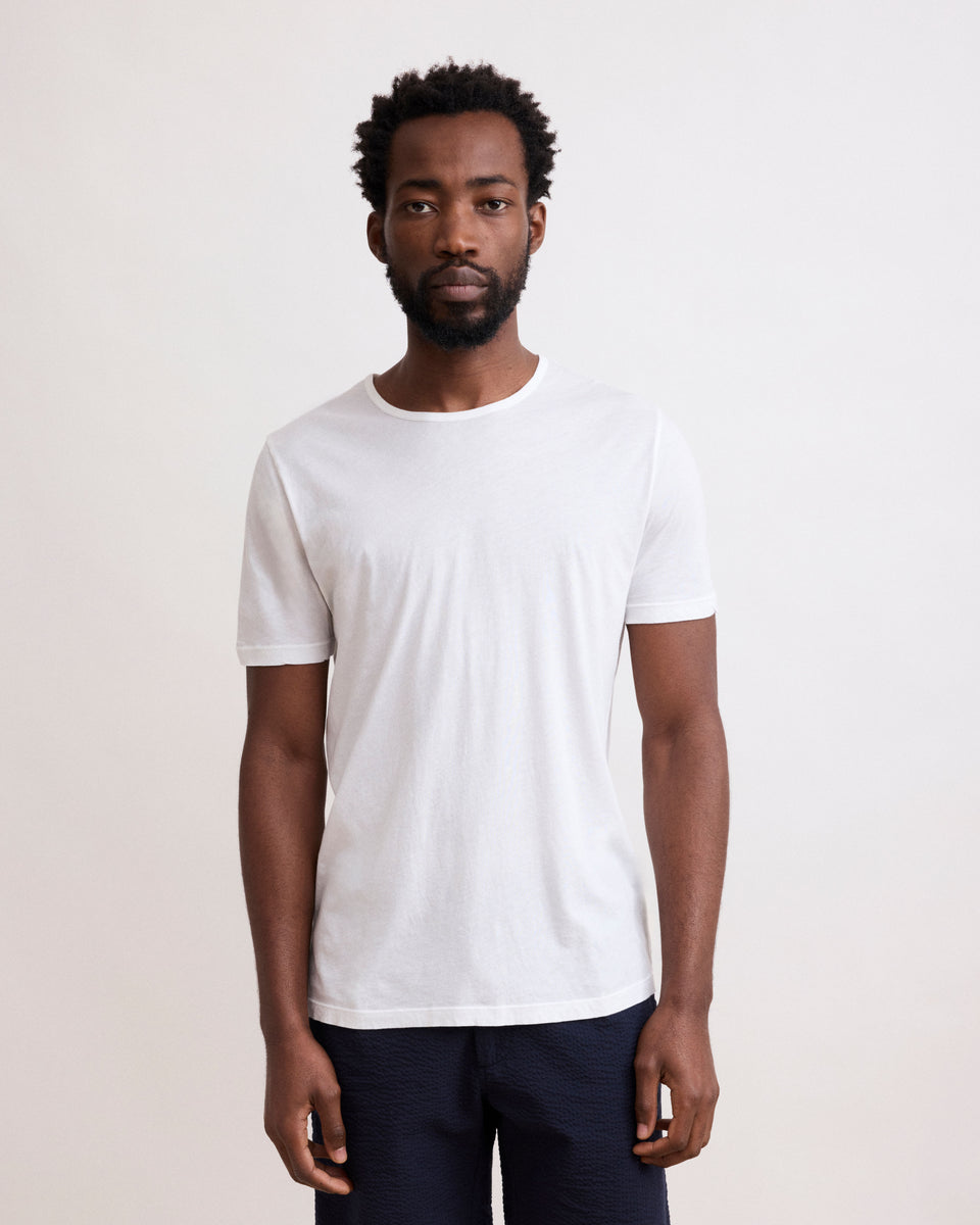 Camiseta de hombre de punto de algodón blanco Light Crew - Image alternative