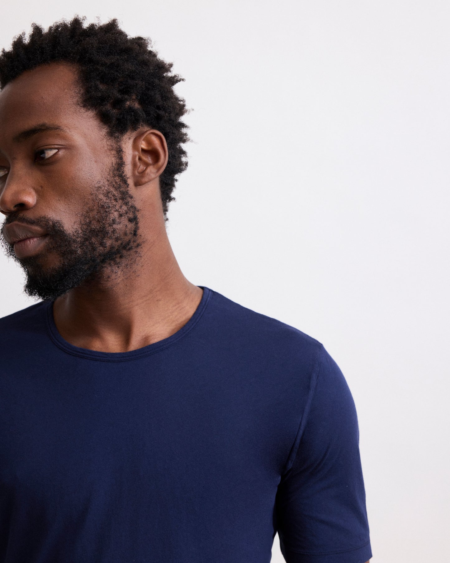 T-Shirt Homme en Jersey De Coton Léger Bleu Marine Light Crew
