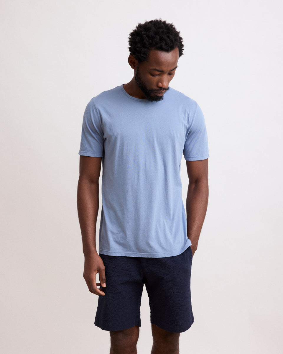 Camiseta de punto de algodón azul claro para hombre - Image principale