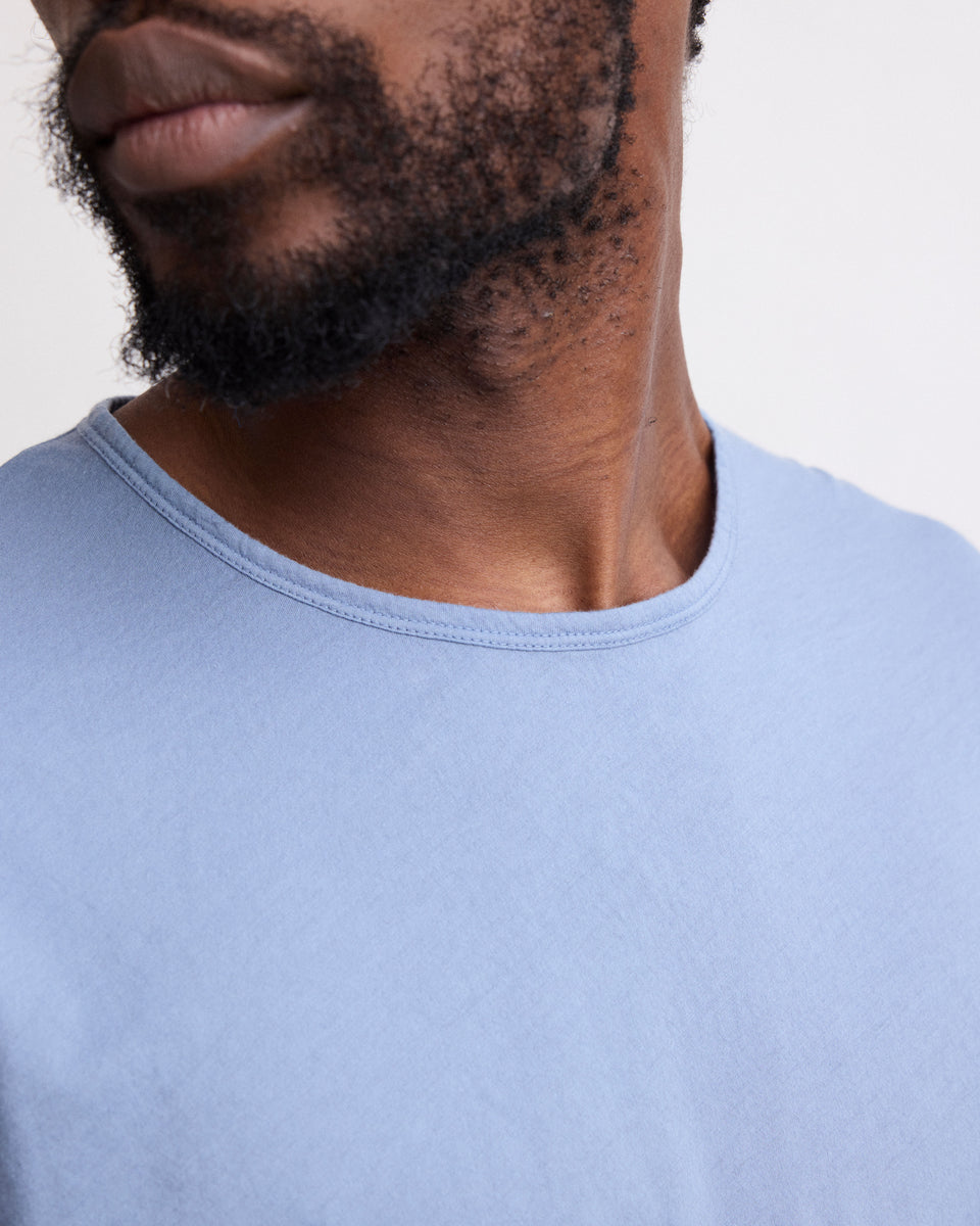 Tee Shirt Homme en Jersey De Coton Léger Bleu Light Crew - Image 3