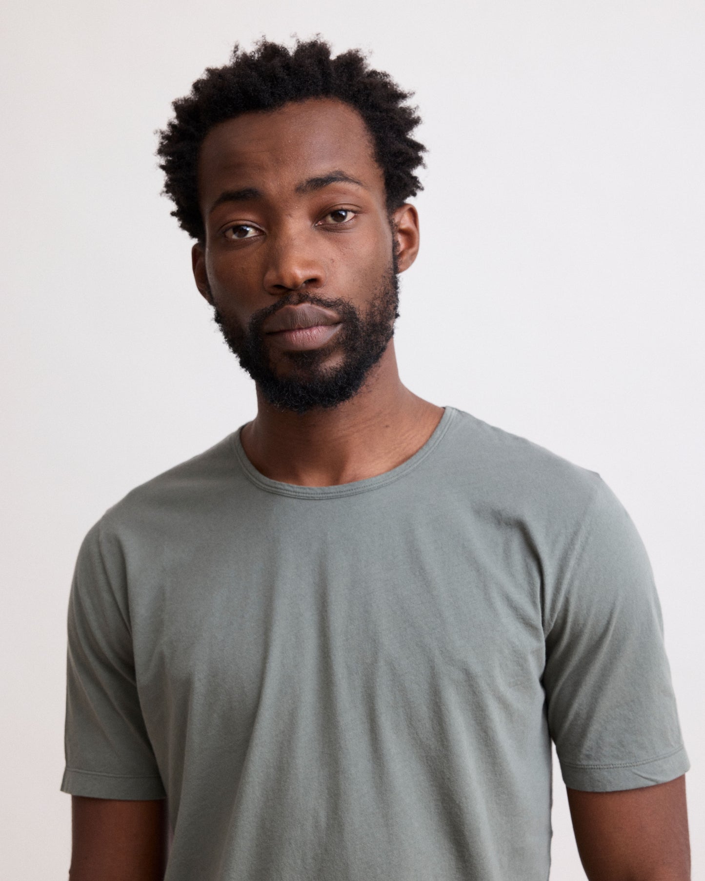 T-Shirt Homme en Jersey De Coton Léger Vert Militaire Light Crew
