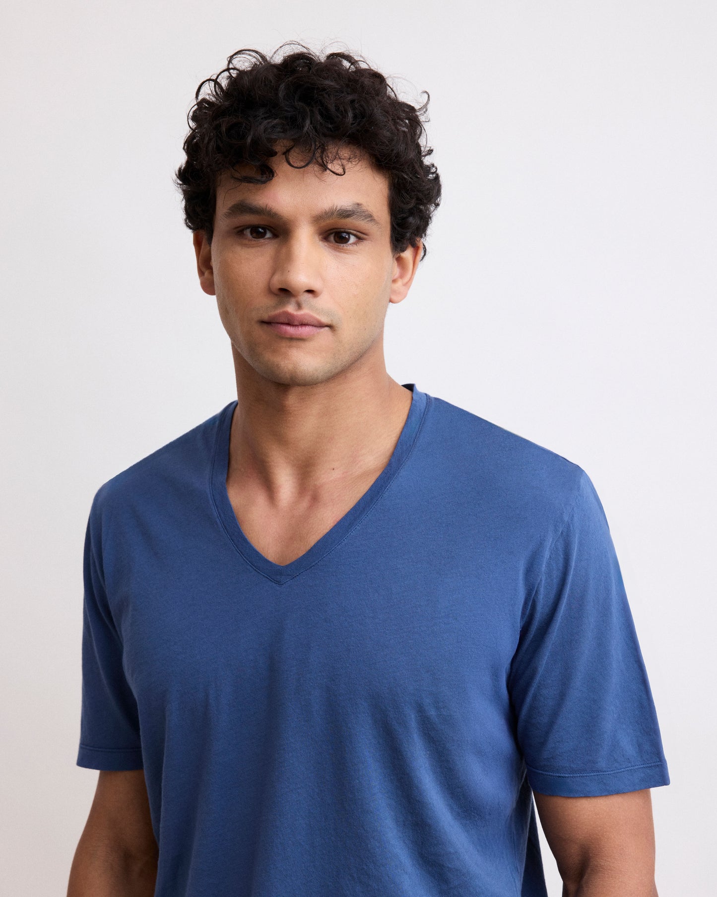 T-Shirt Homme en Jersey De Coton Léger Bleu Cobalt Light Vee