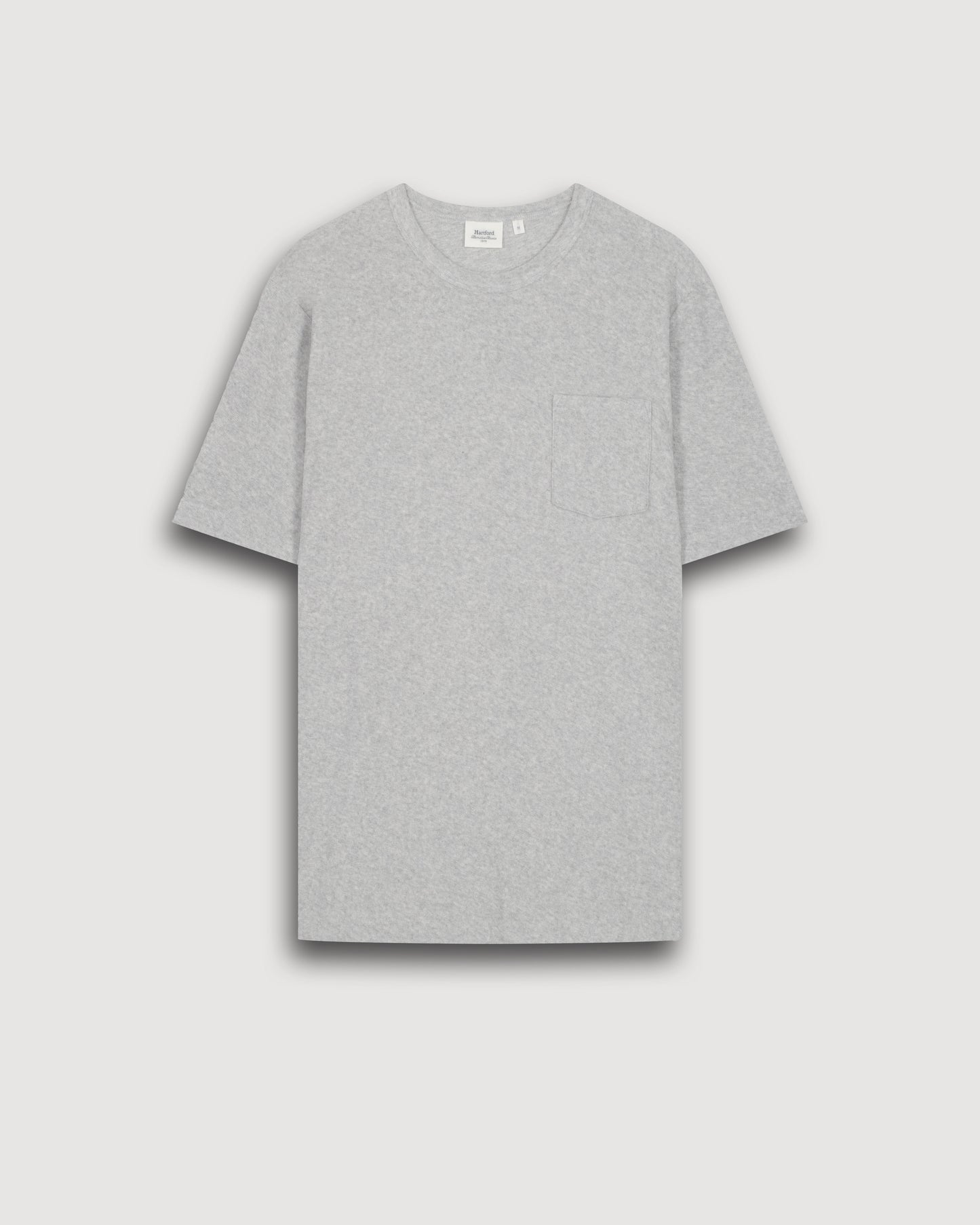Camiseta de hombre de felpa de algodón gris jaspeado