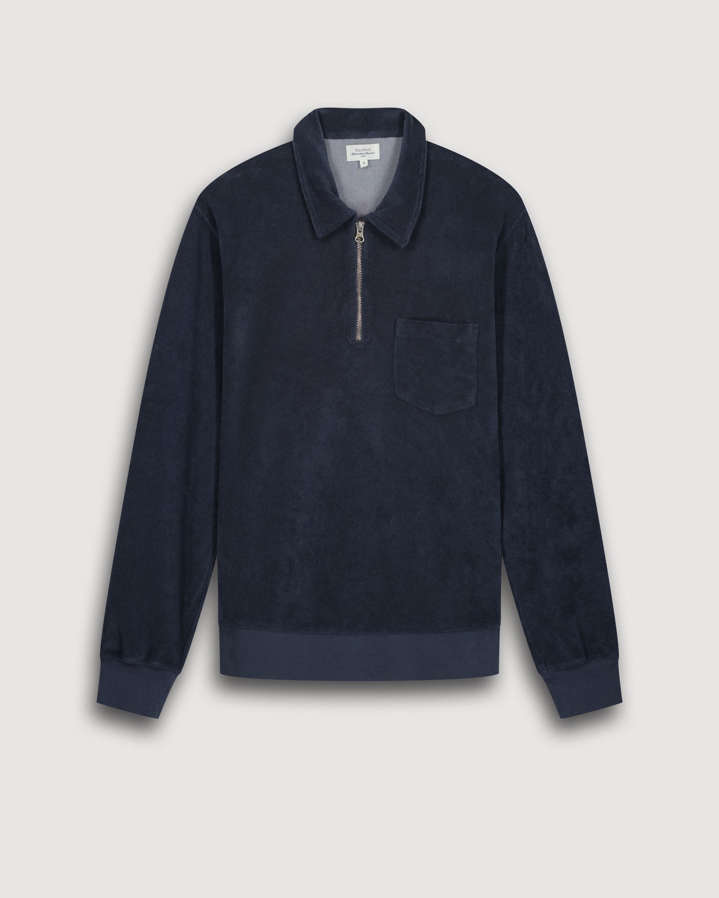 Sweatshirt Homme en Eponge Carbone Polo Zipper