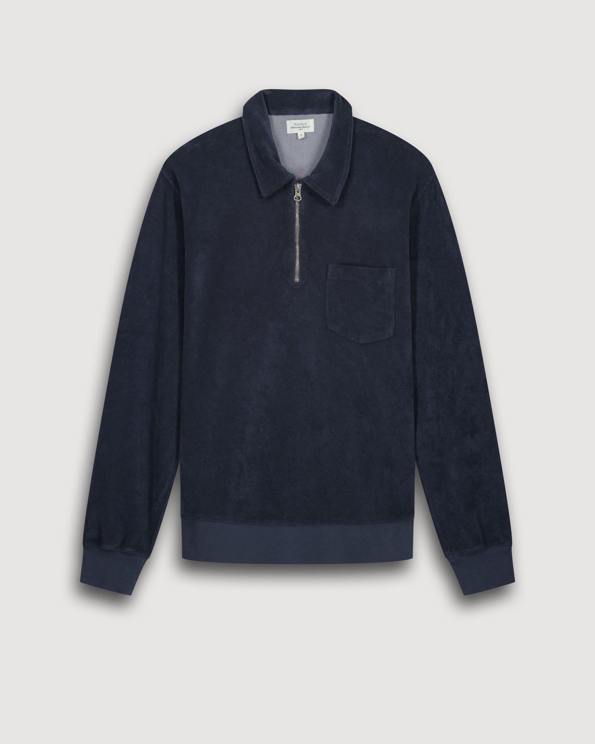 Sweatshirt Homme en Eponge Carbone Polo Zipper