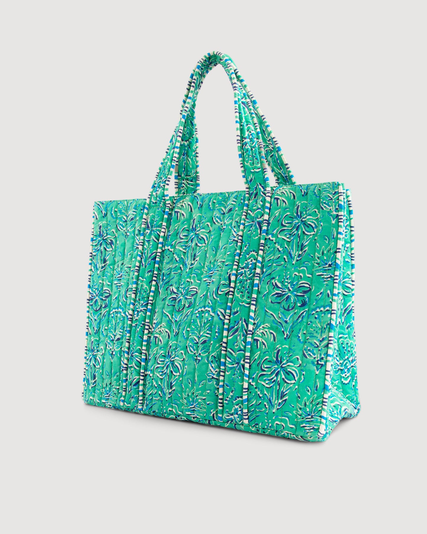 Ella Women's Green Printed Quilted Cotton Bag