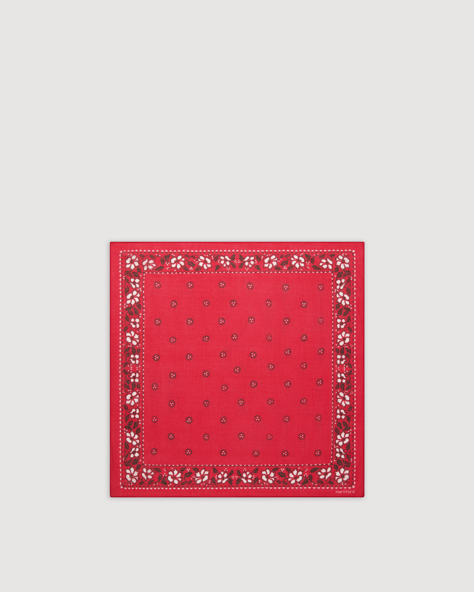 Bandana Femme en Voile de Coton Imprimé Rouge Hibiscus - Image 3