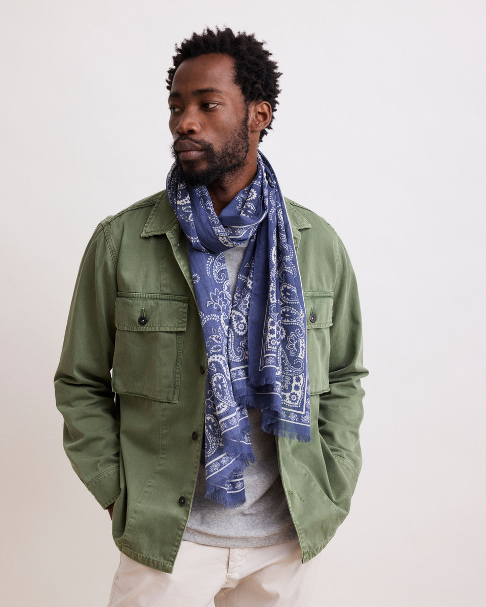 Bufanda Hombre Estampado Bañuelo Algodón Azul Marino - Image principale