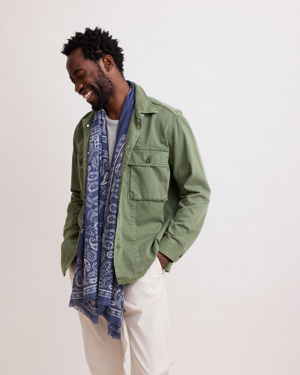 Bufanda Hombre Estampado Bañuelo Algodón Azul Marino - Image alternative