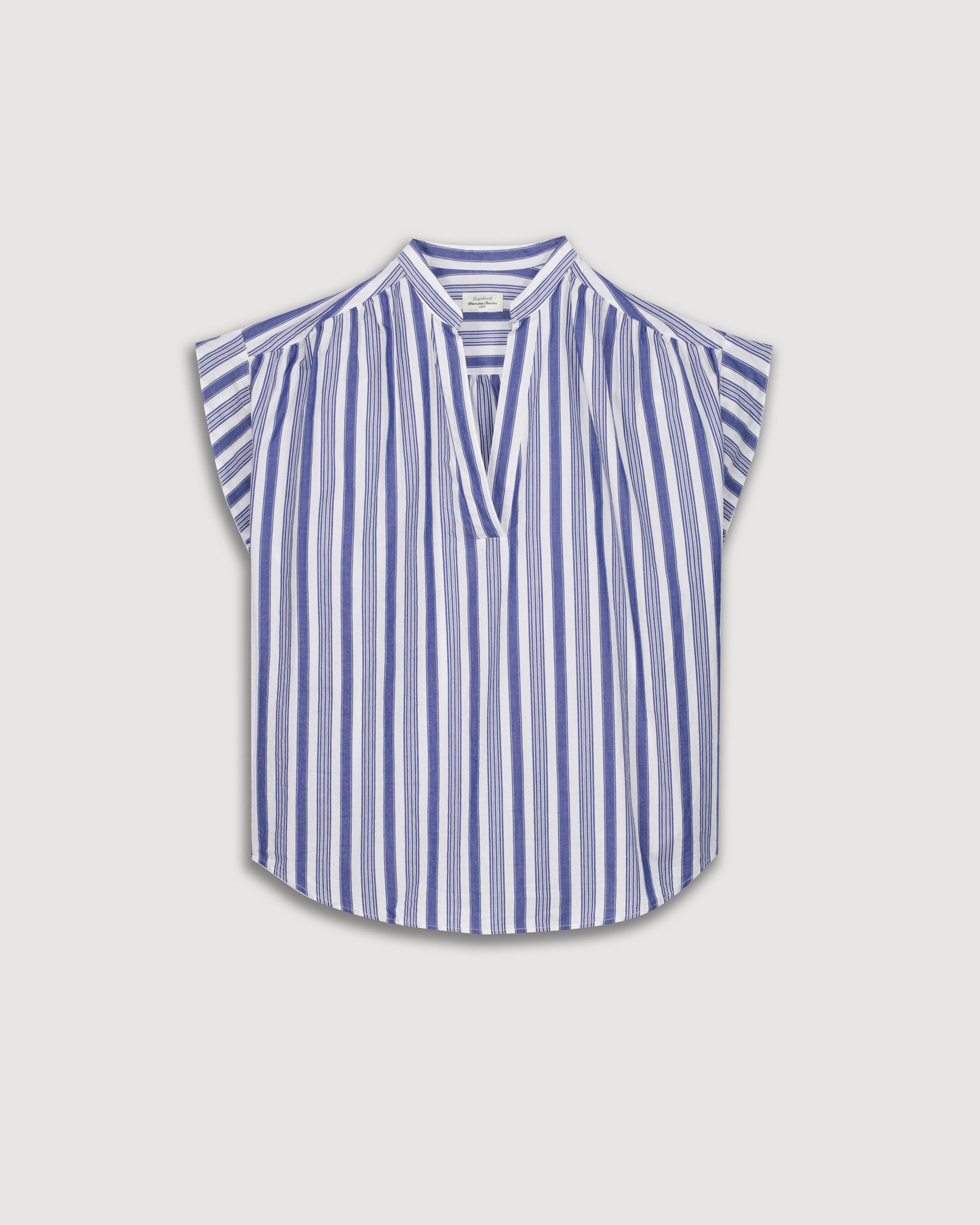 Casta Women's Blue & White Striped Cotton Voile Top