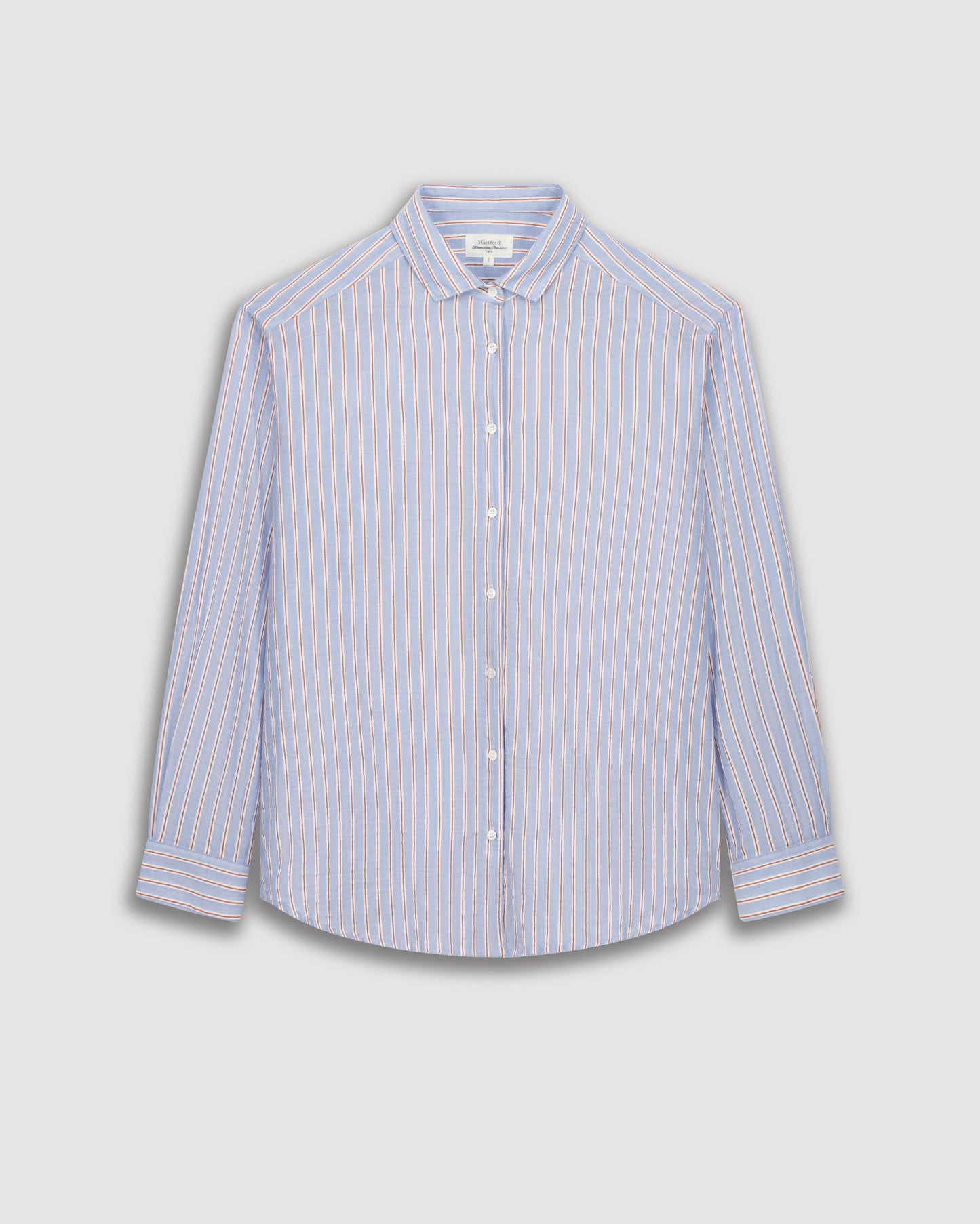 Charlot Women's Blue Striped Cotton Voile Shirt