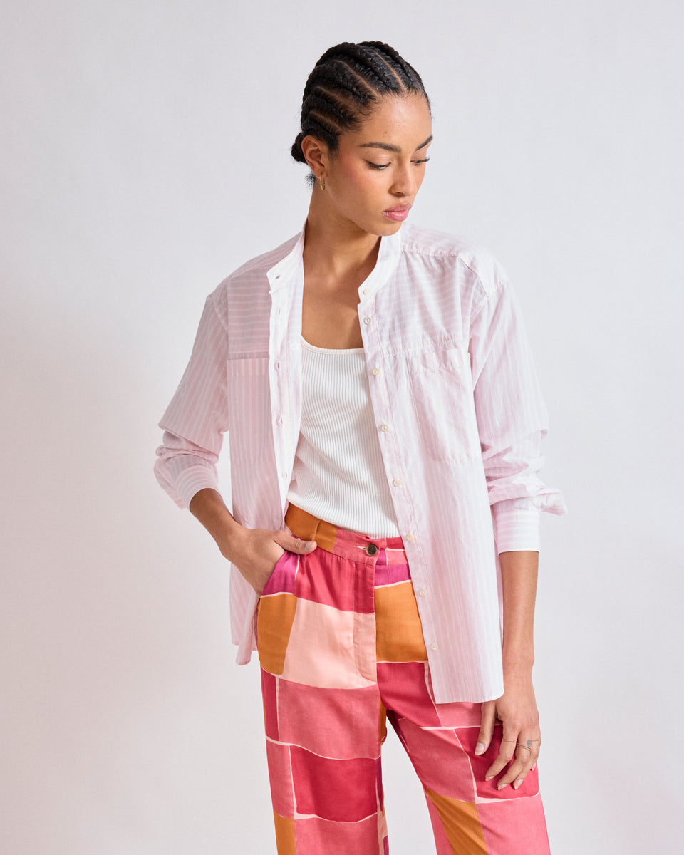 Chemise Femme en Popeline de coton rayée Rose & Blanc Cloud - Image 3
