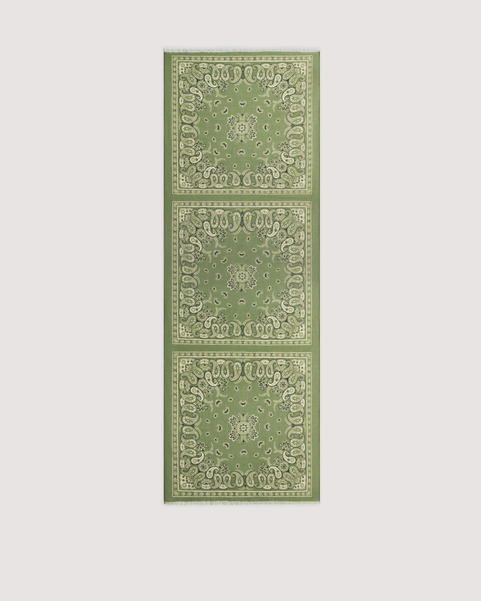 Dames sjaal van katoenvoile in legergroen Bandana - Image 3