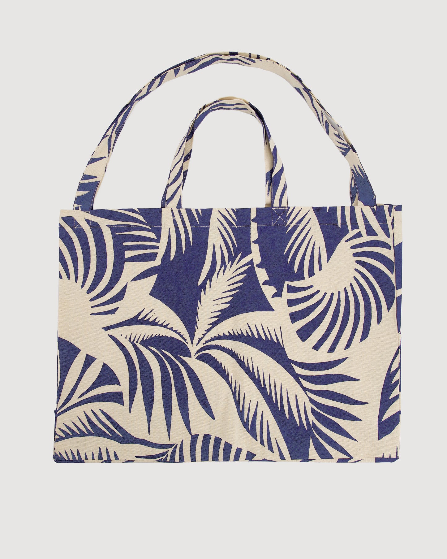 Bolso Mujer Algodón Estampado Palma Azul Marino