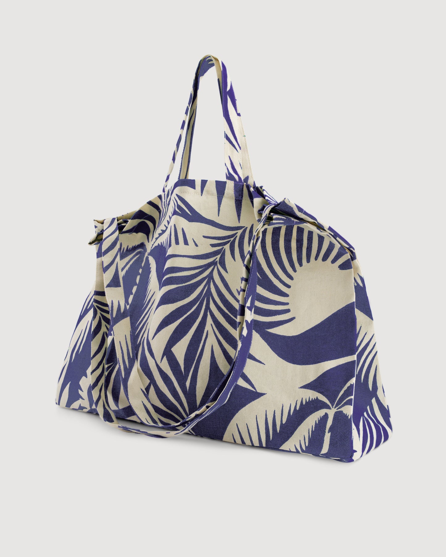 Bolso Mujer Algodón Estampado Palma Azul Marino