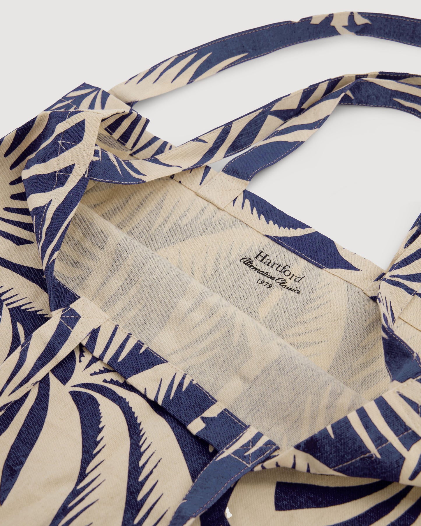 Bolso Mujer Algodón Estampado Palma Azul Marino