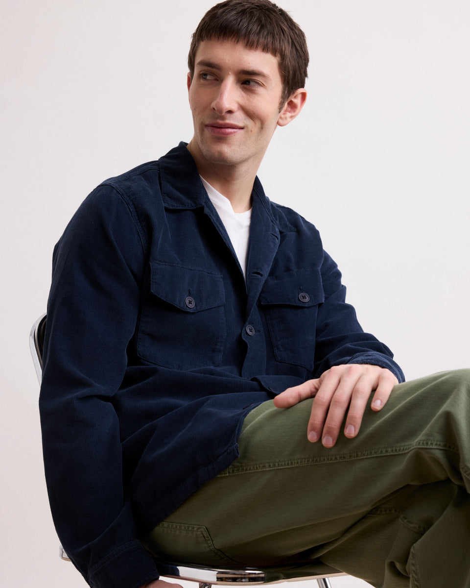 Chaqueta de canalé azul marino para hombre Jame - Image principale