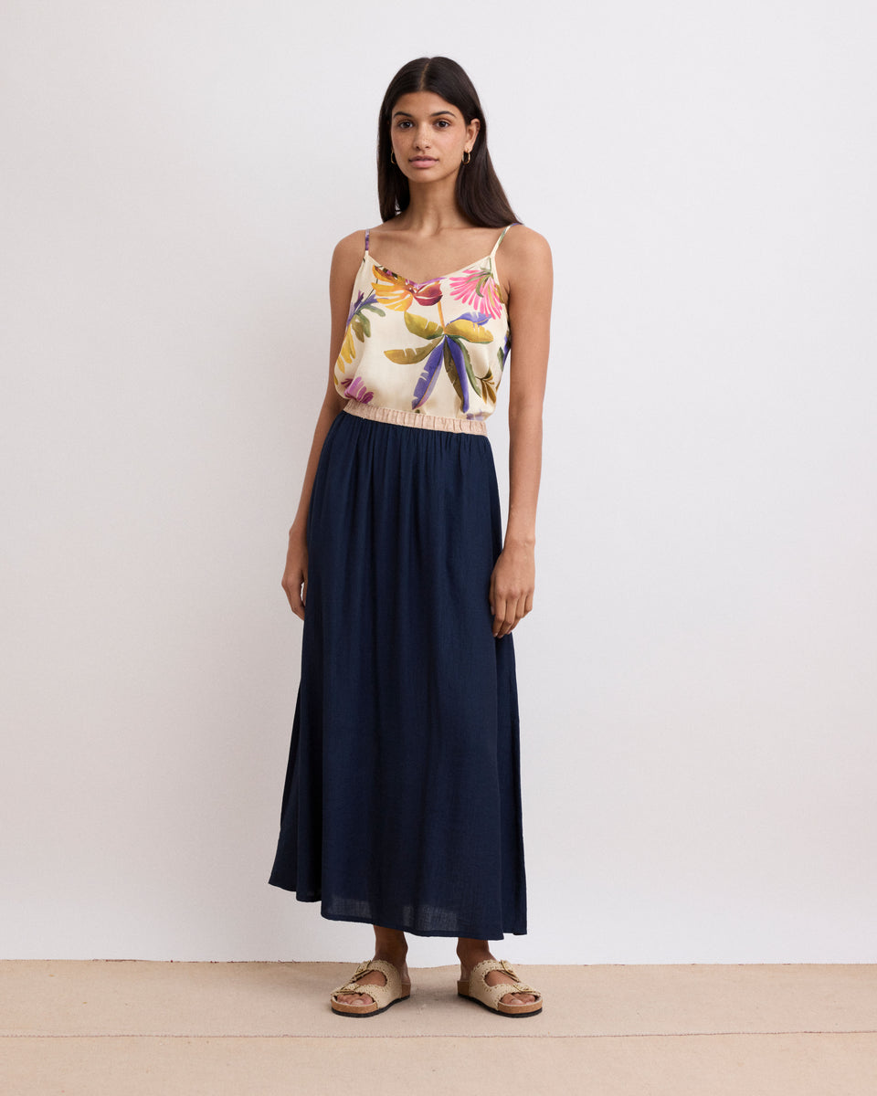 Jupe Femme en Viscose froissée Bleu Marine Juillet - Image 3