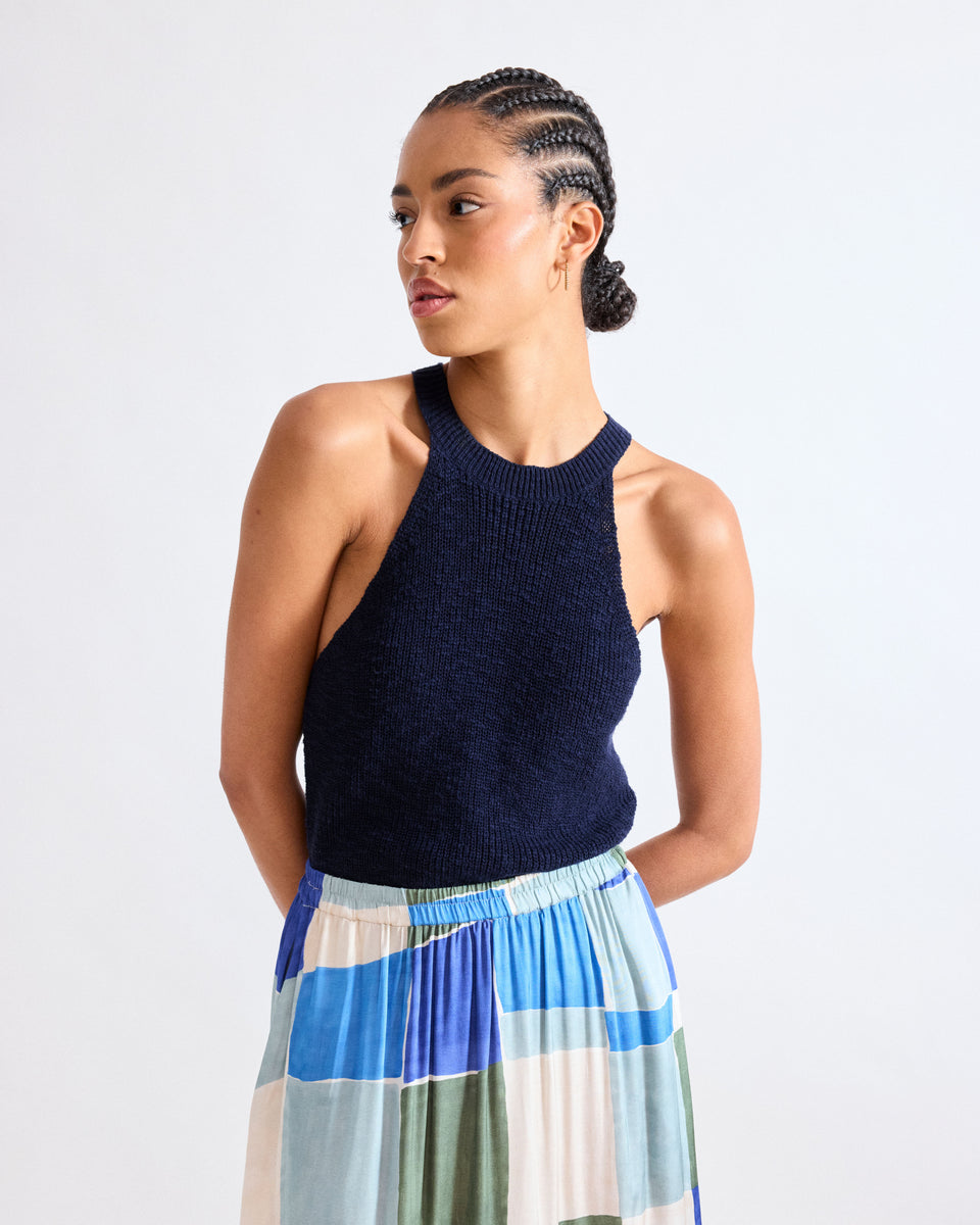 Mujer Algodón flameado Top Azul marino Melba - Image principale