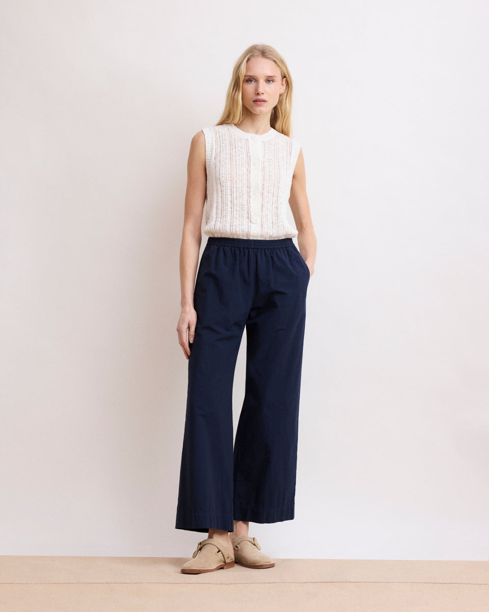 Palermo Pantalones de popelina azul marino para mujer - Image 3