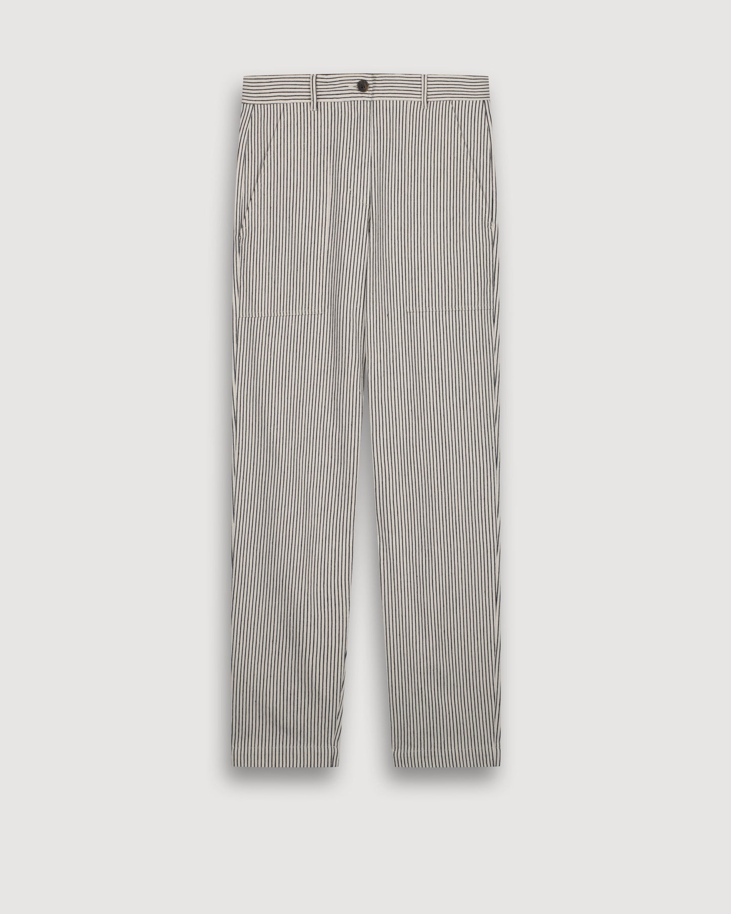Pantalon Femme en Twill de Coton Rayé Blanc & Bleu Pastora