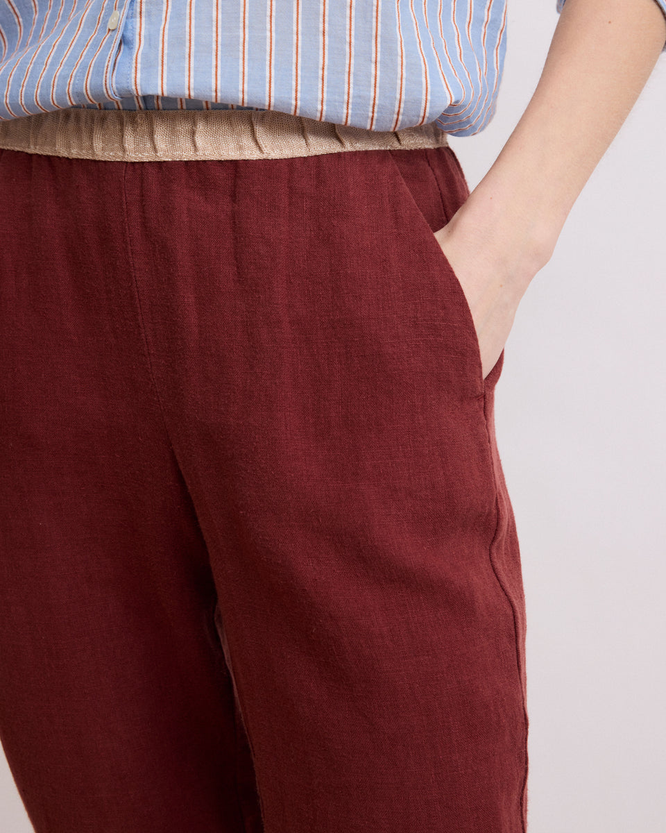 Pantalon Femme en Lin Acajou Pirouette - Image 3