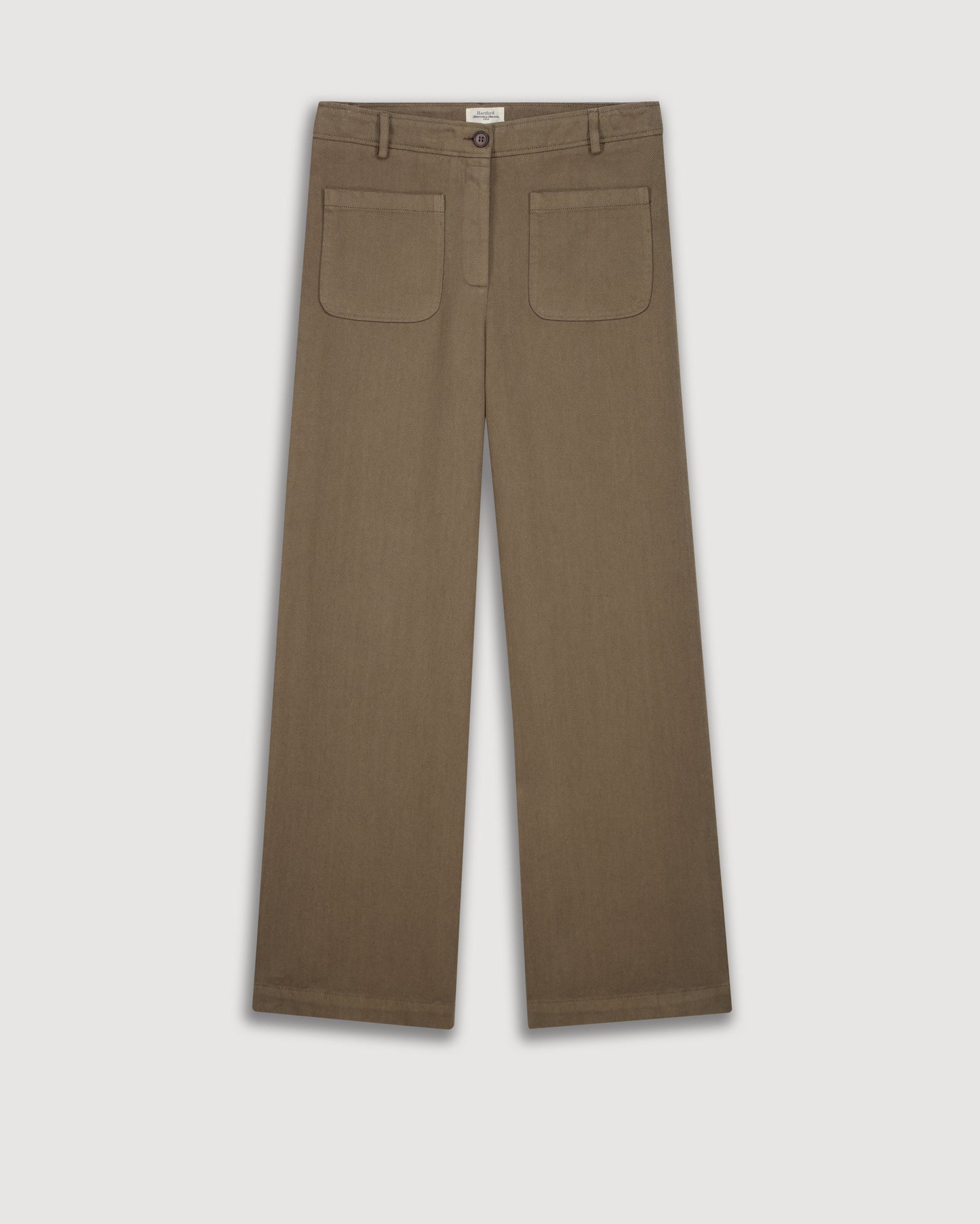 Pantalones de mujer en Lyocell y algodón pulido verde militar
