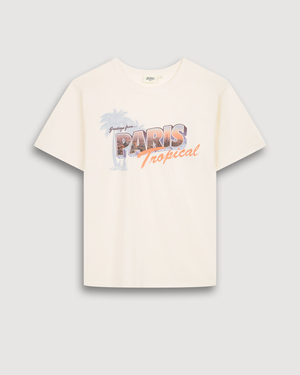 Camiseta Algodón Estampado Tropical Crudo Mujer - Image 3