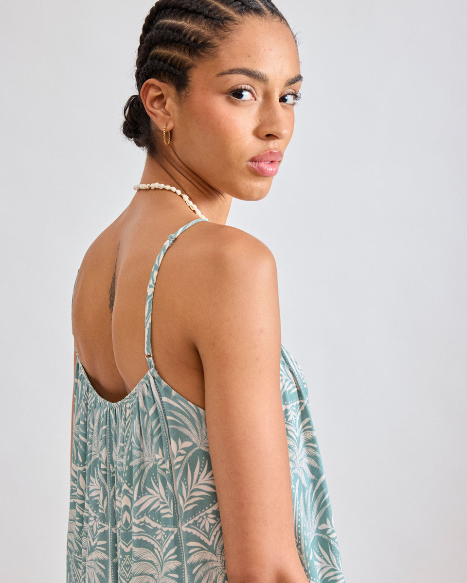 Randa Women's Green Palm Printed Viscose Dress - Image alternative