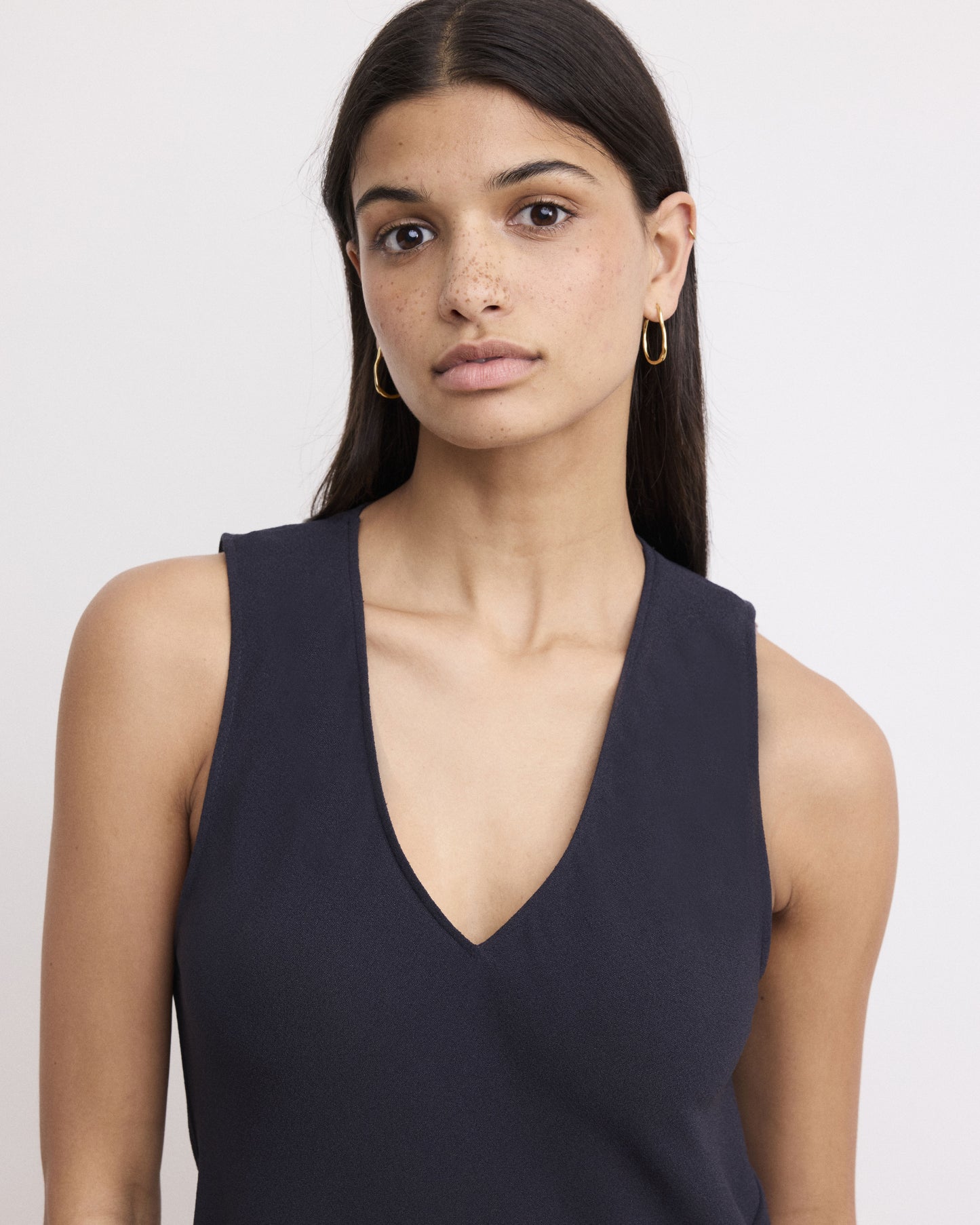 Vestido de crepé azul marino de mujer Rudith