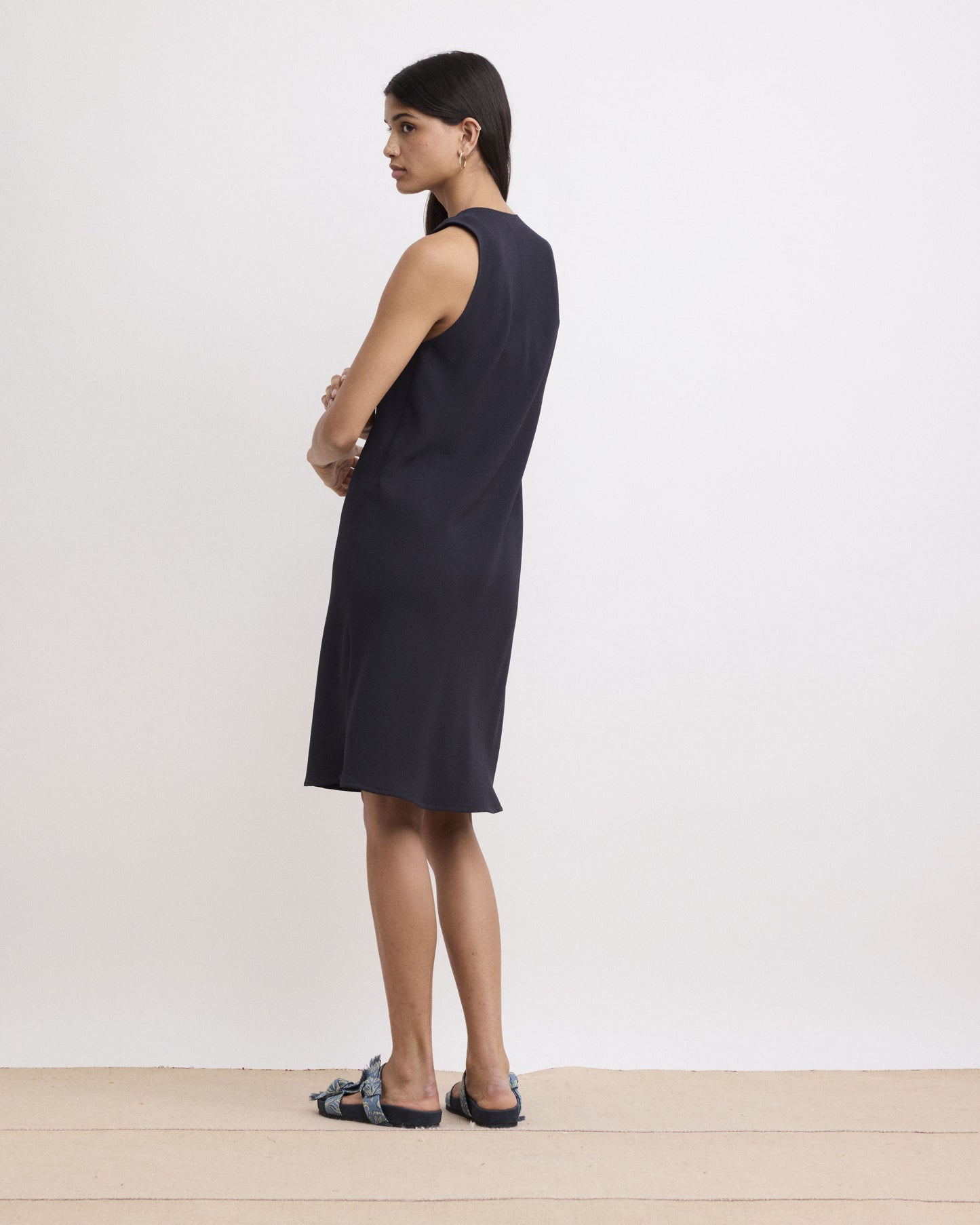 Vestido de crepé azul marino de mujer Rudith